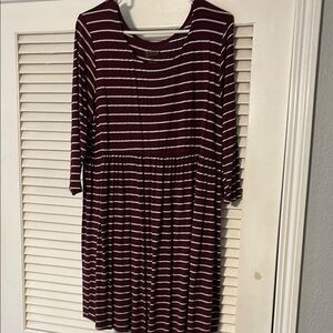 Striped Burgundy Dress